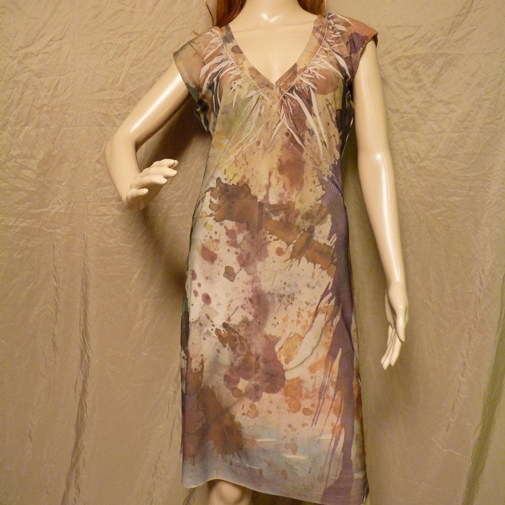 Charlotte Russe Dress Beige, Short Sleeve, V Neck